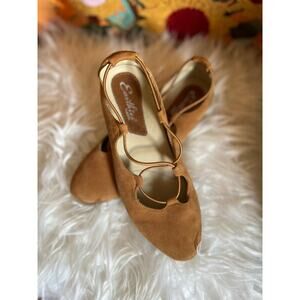 Earthies Essen by Earth Sz 6 Butter Soft Leather Suede Ballet Flats. Cognac.